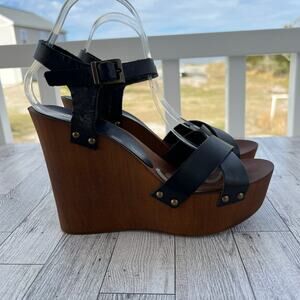 Morgan De Toi Platform  Wedge Sandals Size 40/ US 10 Leather Nail Head